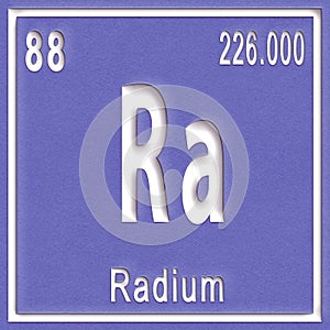 Radium chemical element, Sign with atomic number and atomic weight