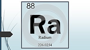 Radium chemical element symbol on pale blue abstract background