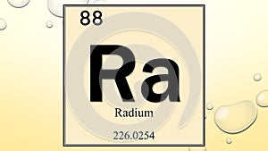 Radium chemical element symbol on yellow bubble background