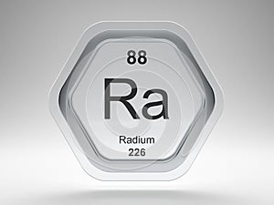 Radium symbol on modern glass and steel icon