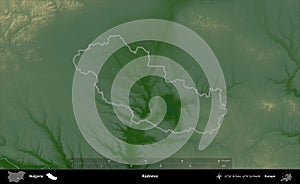 Radnevo outlined, Bulgaria. Physical