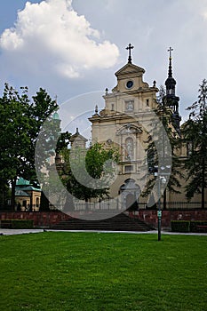 Radom old town church and castle in city center