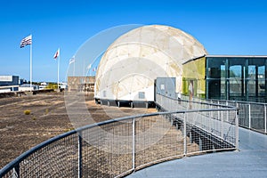 The radome on the roof of the former submarine base in Saint-Nazaire, France