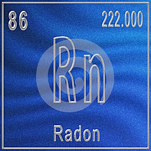 Radon chemical element, Sign with atomic number and atomic weight