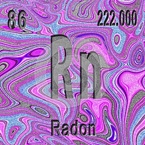 Radon chemical element  Sign with atomic number and atomic weight