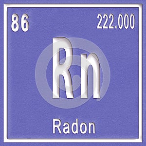 Radon chemical element, Sign with atomic number and atomic weight