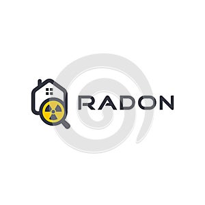 Radon first alert kit logo. Poisonous gas home detection logotype. Rn remediation, house safety icon. Dangerous chemical