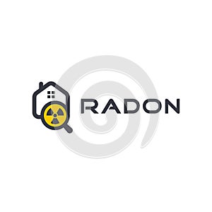 Radon first alert kit logo. Poisonous gas home detection logotype. Rn remediation, house safety icon. Dangerous chemical photo