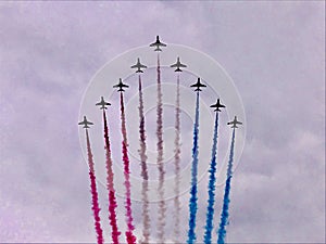 RAF 100 red arrows flypast