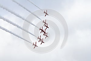 RAF Red Arrows flying close together