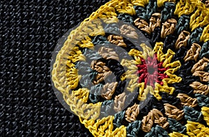Raffia yarn texture. Crocheted bags, clutches, hats, wallets