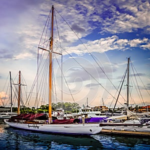 Yachts at Raffles Marina. It overlooking the Tuas Second Link - Singapore\'s second causeway to Malaysia.I photo