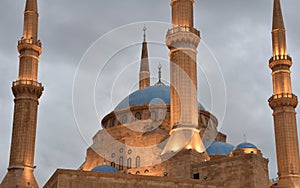 Rafic Hariri Mosque, Tight Frame, at Dusk