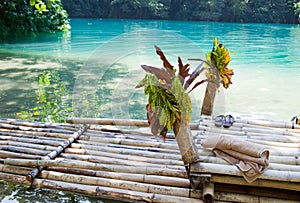 Raft on the bank of the Blue lagoon, Jamaica