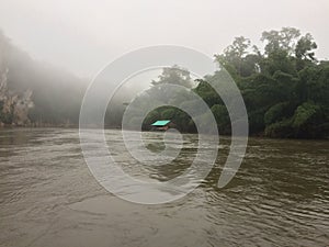 Raft and boat tour at Waterfall Sai Yok Kanchanaburi Thailand