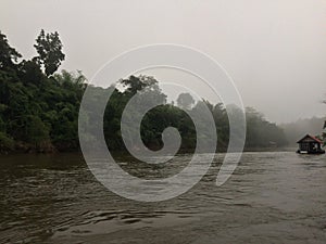 Raft and boat tour at Waterfall Sai Yok Kanchanaburi Thailand