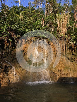 Raft and boat tour at Waterfall Sai Yok Kanchanaburi Thailand