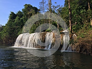 Raft and boat tour at Waterfall Sai Yok Kanchanaburi Thailand