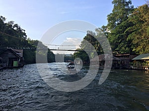 Raft and boat tour at Waterfall Sai Yok Kanchanaburi Thailand