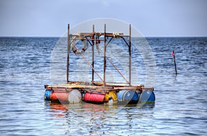 Raft in the Harbor of Bonagia on icily, Italy