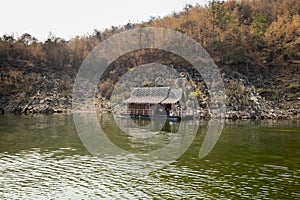 Raft-house in the lake