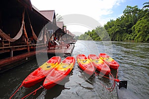 Raft house on River Kwai in Kanchanaburi