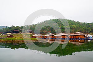 Raft houses on Lakeside in Kanchanaburi