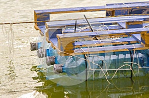 Raft made of recycled plastic bottles