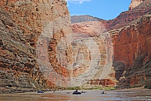Rafters on the Colorado River in the Grand Canyon