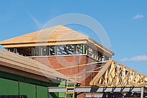 rafters and roof of a plywood house