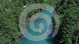 Rafting boat on summer mountain river