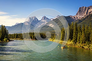 Rafting on the Bow River near Canmore in Canada