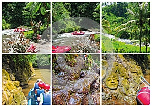 Rafting in the canyon on Balis mountain river, Indonesia photo