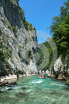 Rafting in the canyon of River Neretva