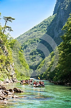 Rafting in the canyon of River Neretva
