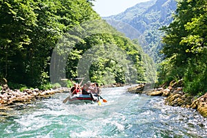 Rafting in the canyon of River Neretva