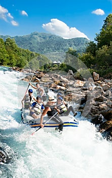 Rafting in the canyon of River Neretva