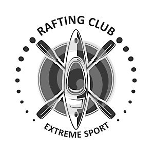 Rafting or kayaking club emblem - canoe, kayak icon