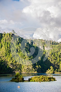 Rafting at Lagos de Montebello lakes, traveling Chiapas, Mexico photo