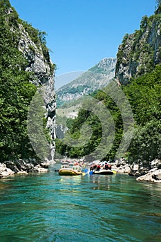 Rafting on the rapids of River Neretva