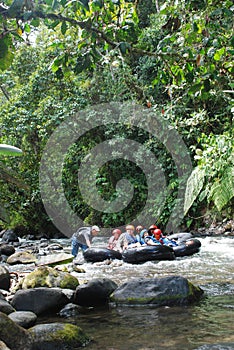 Rafting on a river in Mindo, Ecuador