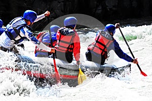Rafting, splashing the white water photo