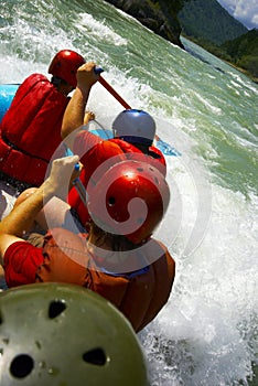 Rafting team close-up
