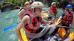 Rafting Team On White Water