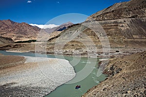 Rafting at Zanskar river near Nimmu, Leh-Ladakh, Jammu and Kashmir, India photo