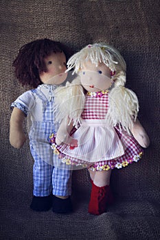 Rag boy and girl dolls