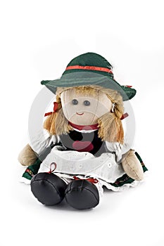 Rag doll in national Austrian costume isolated