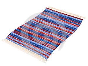 Rag Rug Red Blue Vintage Carpet