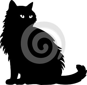 Ragamuffin Cat Black Silhouette Generative Ai