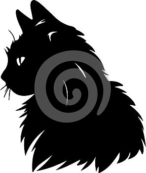 Ragamuffin Cat Black Silhouette Generative Ai